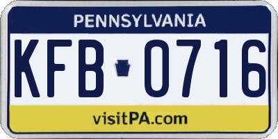 PA license plate KFB0716