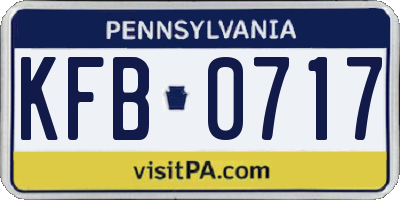 PA license plate KFB0717