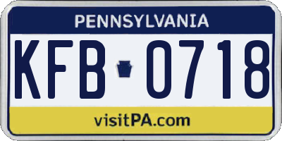 PA license plate KFB0718