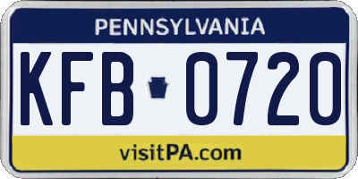 PA license plate KFB0720
