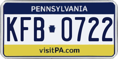 PA license plate KFB0722
