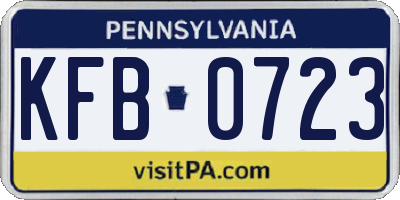 PA license plate KFB0723