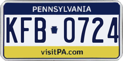 PA license plate KFB0724