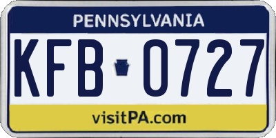 PA license plate KFB0727
