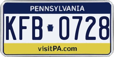PA license plate KFB0728