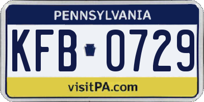 PA license plate KFB0729