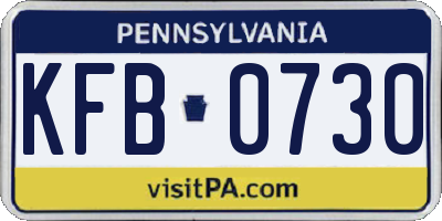 PA license plate KFB0730