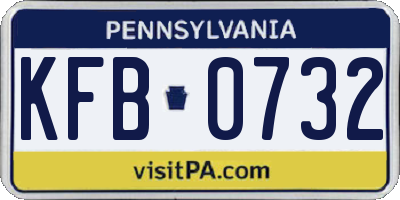 PA license plate KFB0732
