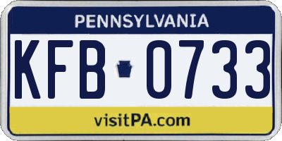 PA license plate KFB0733