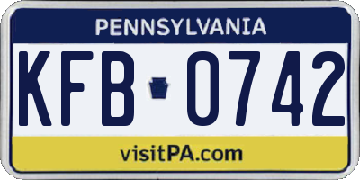PA license plate KFB0742