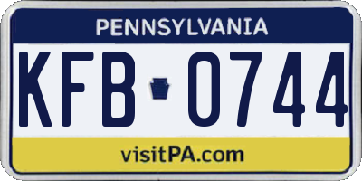 PA license plate KFB0744