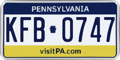PA license plate KFB0747