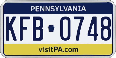 PA license plate KFB0748