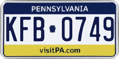 PA license plate KFB0749