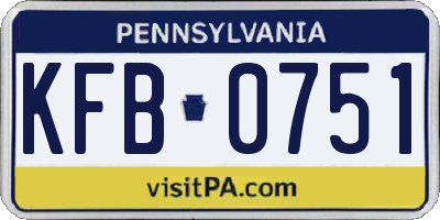 PA license plate KFB0751