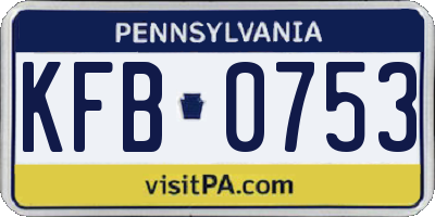 PA license plate KFB0753