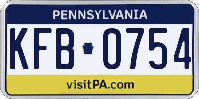 PA license plate KFB0754