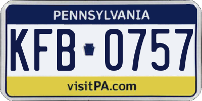 PA license plate KFB0757