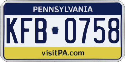 PA license plate KFB0758