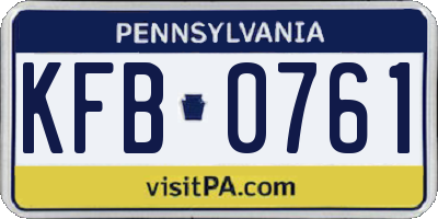 PA license plate KFB0761