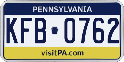 PA license plate KFB0762