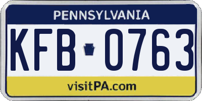 PA license plate KFB0763
