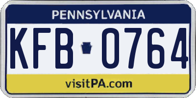 PA license plate KFB0764