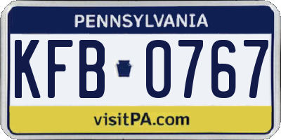 PA license plate KFB0767