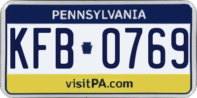 PA license plate KFB0769