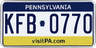 PA license plate KFB0770