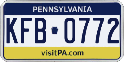 PA license plate KFB0772