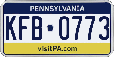 PA license plate KFB0773