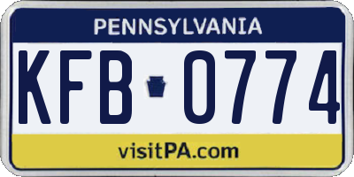 PA license plate KFB0774