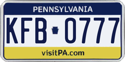 PA license plate KFB0777