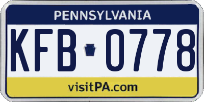 PA license plate KFB0778