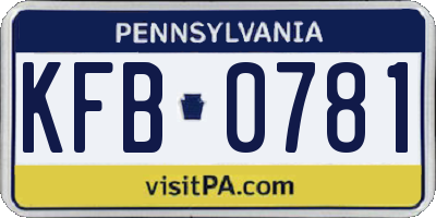 PA license plate KFB0781