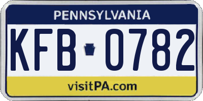 PA license plate KFB0782