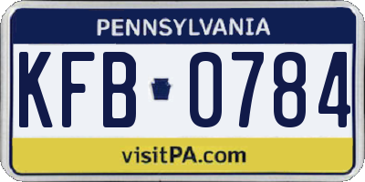 PA license plate KFB0784