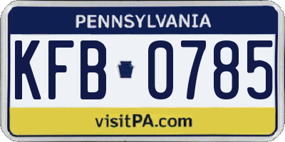 PA license plate KFB0785