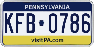 PA license plate KFB0786