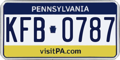 PA license plate KFB0787
