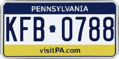 PA license plate KFB0788