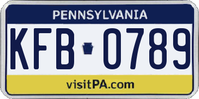 PA license plate KFB0789