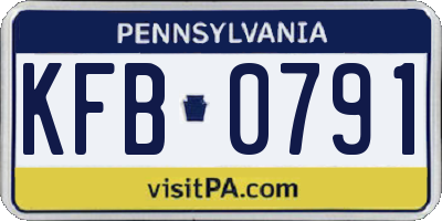 PA license plate KFB0791