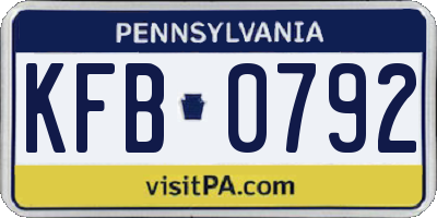 PA license plate KFB0792