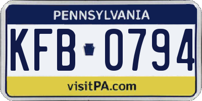 PA license plate KFB0794