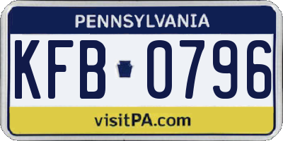 PA license plate KFB0796