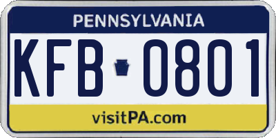 PA license plate KFB0801