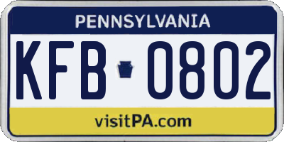 PA license plate KFB0802