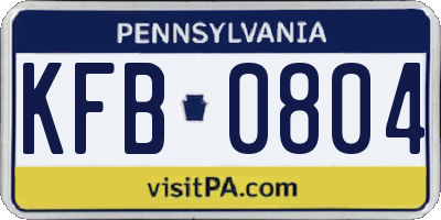 PA license plate KFB0804